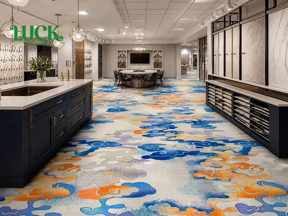 Polyester Printed Wall To Wall Carpet For Showroom